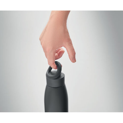 Botella térmica CALEFRIO negra con tapa de silicona y efecto terapéutico