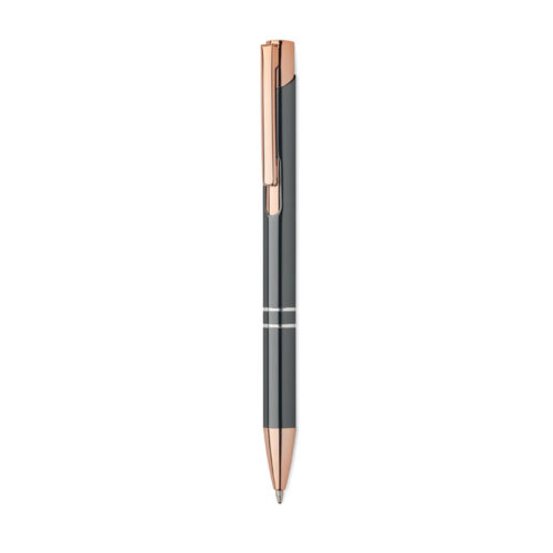 Bolígrafo metálico reciclado color rose gold con clip y pulsador