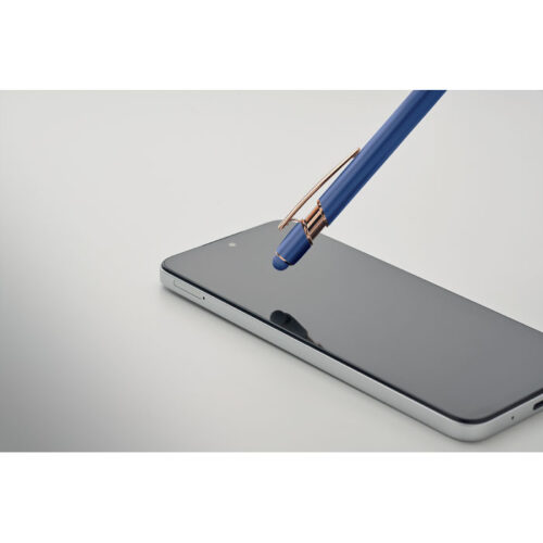 Bolígrafo elegante SCRIBBLE de aluminio reciclado con puntero y detalles en oro rosa