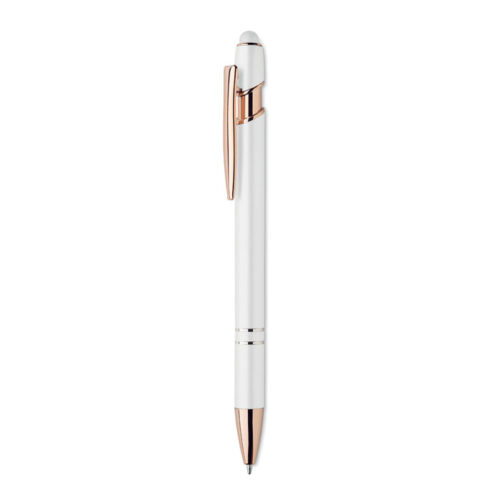 Bolígrafo elegante SCRIBBLE de aluminio reciclado con puntero y detalles en oro rosa