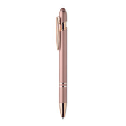 Bolígrafo elegante SCRIBBLE de aluminio reciclado con puntero y detalles en oro rosa