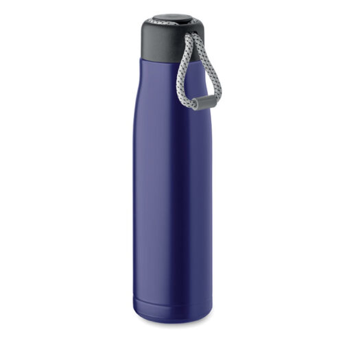 Botella térmica CORDLE de acero reciclado con tapa antifugas y asa de cordón trenzado, perfecta como botella térmica con asa de cordón promocional