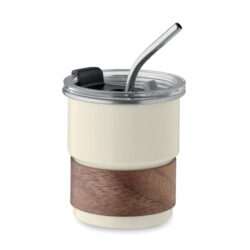 Vaso ecológico premium MATE con madera de acacia y pajilla de acero
