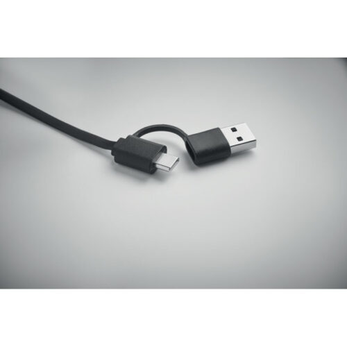 Cable de carga retráctil ecológico LINEA con carcasa de ABS reciclado y conexiones múltiples