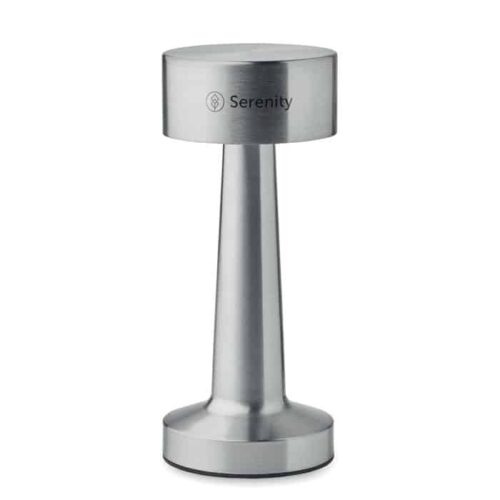 Lámpara LED táctil personalizada con base metálica.