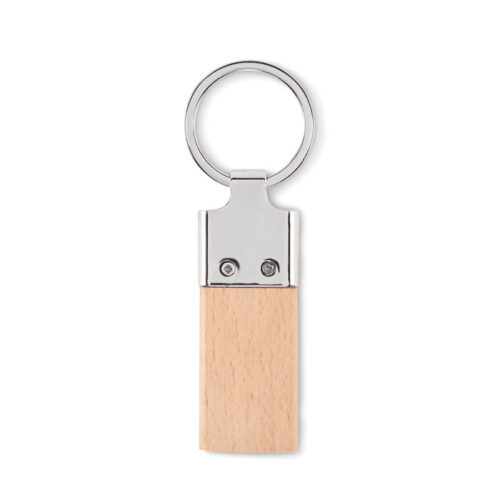 Llavero de madera ecológico LLAVING con diseño rectangular y argolla metálica