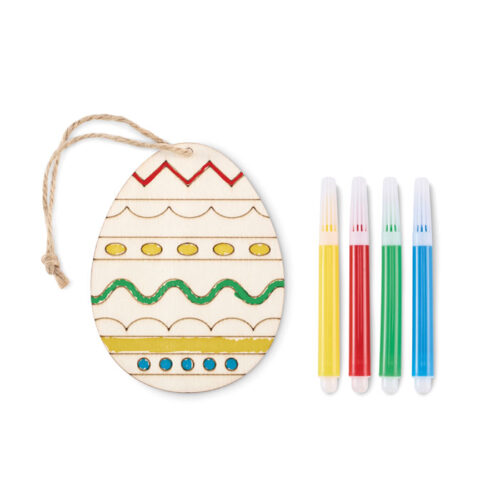 Set ecológico infantil de Pascua con huevo de madera y rotuladores