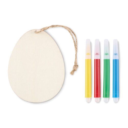 Set ecológico infantil de Pascua con huevo de madera y rotuladores
