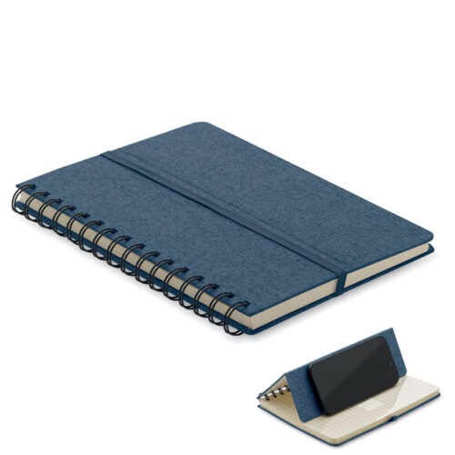 Libreta A5 ecológica STRATA con tapa RPET, soporte móvil y anillas metálicas