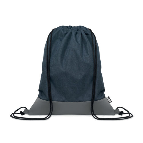 Bolso ecológico personalizado tipo saco en poliéster reciclado RPET con base de PU y cuerdas resistentes