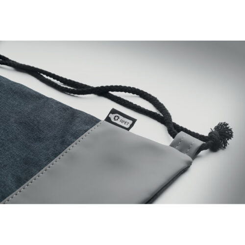 Bolso ecológico personalizado tipo saco en poliéster reciclado RPET con base de PU y cuerdas resistentes