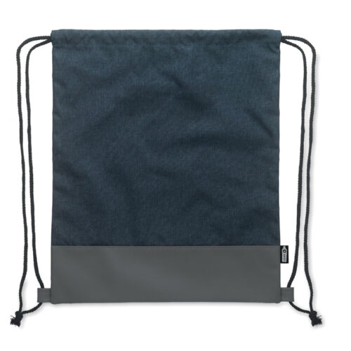 Bolso ecológico personalizado tipo saco en poliéster reciclado RPET con base de PU y cuerdas resistentes