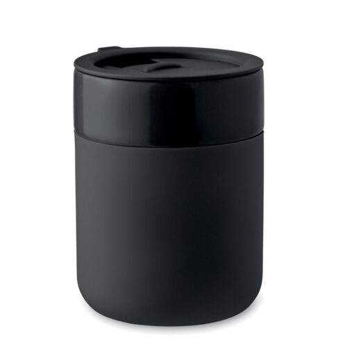 Vaso cerámico con funda de silicona y tapa QERAM de 330 ml reutilizable