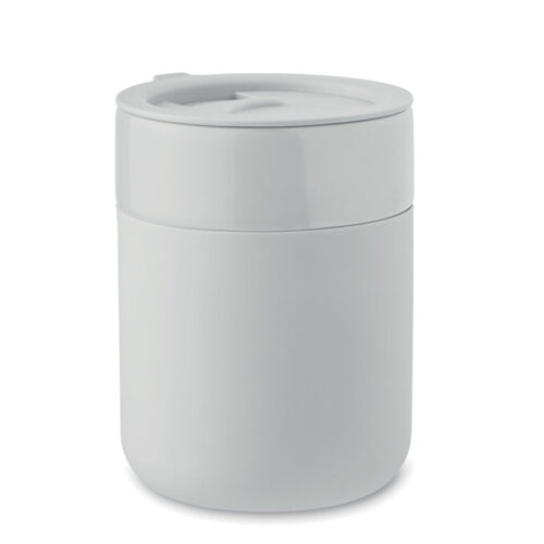 Vaso cerámico con funda de silicona y tapa QERAM de 330 ml reutilizable