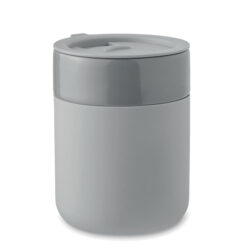 Vaso cerámico con funda de silicona y tapa QERAM de 330 ml reutilizable