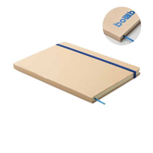 Libreta de cartón reciclado ROUTE con banda elástica y cinta marcapáginas