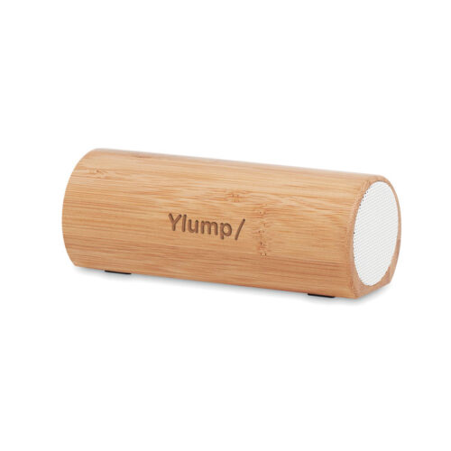 Altavoz STÉREO de bambú natural con diseño cilíndrico y doble salida de sonido