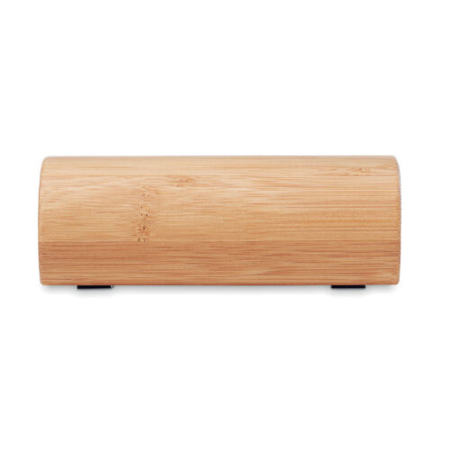 Altavoz STÉREO de bambú natural con diseño cilíndrico y doble salida de sonido
