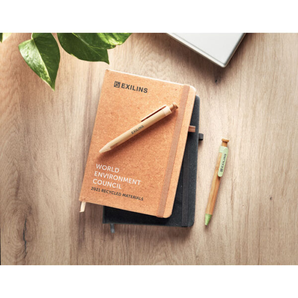 Libreta ecológica corporativa BAOBAB con tapa reciclada y banda elástica