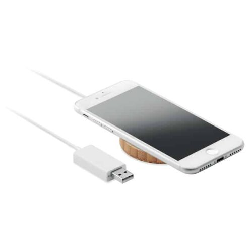 Cargador inalámbrico RUNDO MAG de bambú con función magnética y carga rápida de 10W