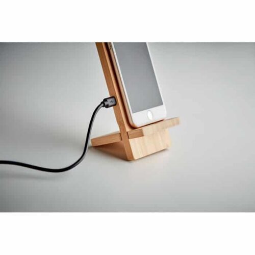 Cargador inalámbrico WHIPPY PLUS de bambú natural con soporte vertical