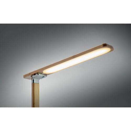 Lámpara plegable con cargador inalámbrico y base de bambú natural para escritorio