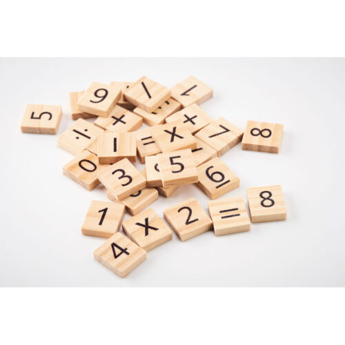 Juego educativo infantil de madera EDUCOUNT con bolsa de algodón y piezas para contar y clasificar