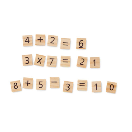 Juego educativo infantil de madera EDUCOUNT con bolsa de algodón y piezas para contar y clasificar