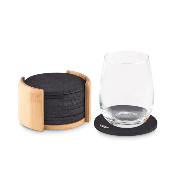 Set de posavasos ecológico BAHIA con soporte de bambú personalizado