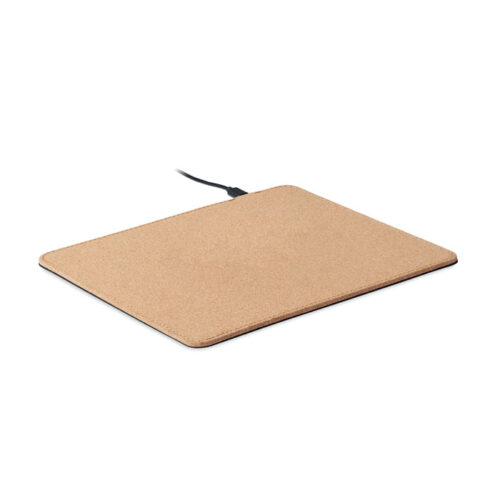 Mouse pad WIRELESS MATTY con cargador inalámbrico y base de corcho natural