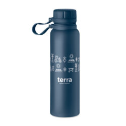 Botella térmica ONTO de gran capacidad con tapa giratoria, acero inoxidable y asa de silicona, ideal para hidratación sostenible