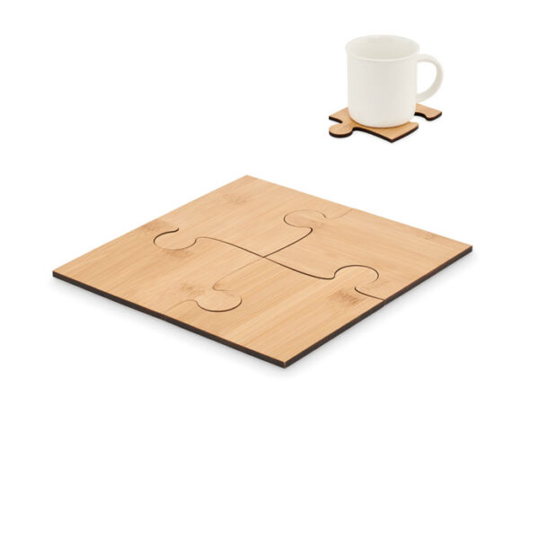 Set de posavasos de bambú LEPY en forma de rompecabezas personalizado