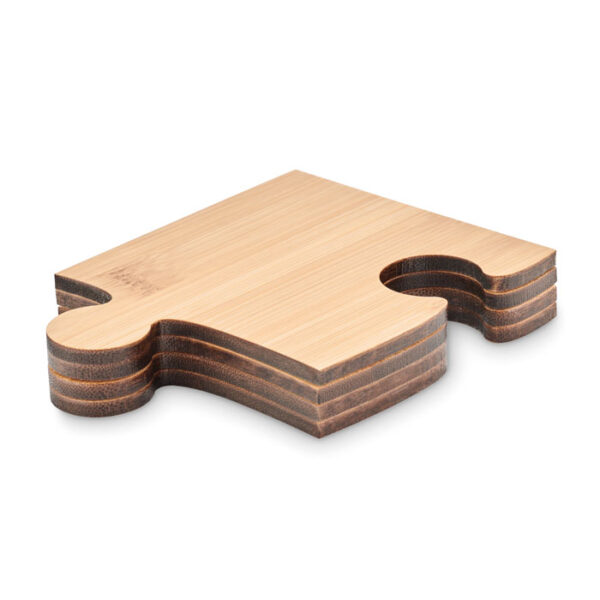 Set de posavasos de bambú LEPY en forma de rompecabezas personalizado