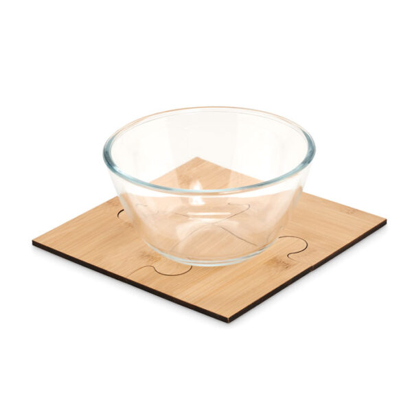 Set de posavasos de bambú LEPY en forma de rompecabezas personalizado
