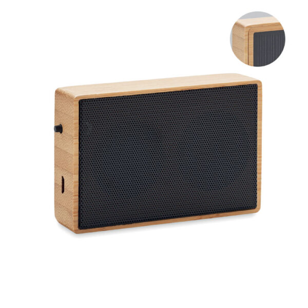 Bocina solar ecológica SOLAE de bambú con panel solar y conexión Bluetooth