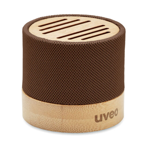 Bocina Bluetooth ecológica BOOL con carcasa RPET y detalle en bambú natural