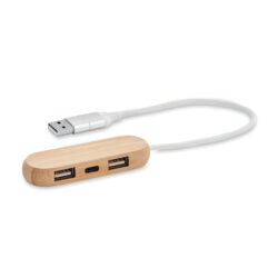 Hub USB de bambú VINA C con 2 puertos USB-A y 1 USB-C