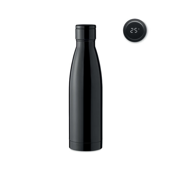 Botella térmica BELO LUX negra con pantalla LED de temperatura en la tapa