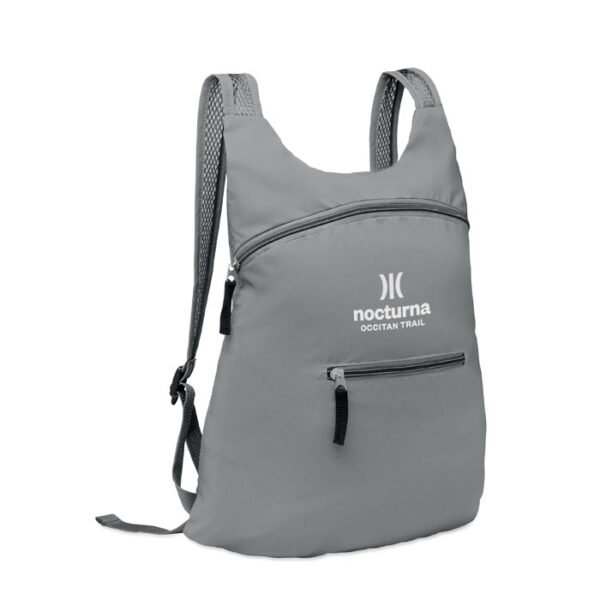 Mochila reflectante plegable DESTELLO con bolsillo frontal y tirantes ajustables