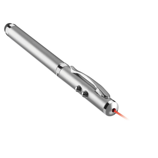 Puntero láser multifunción TRIOLUX con bolígrafo, stylus y luz LED en estuche metálico