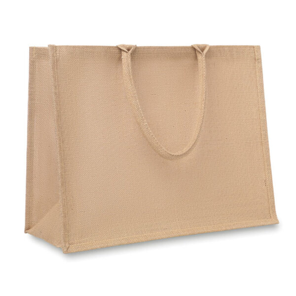 Bolso de yute personalizado BRICK con asas de algodón y diseño ecológico, ideal para promociones sostenibles y compras con estilo