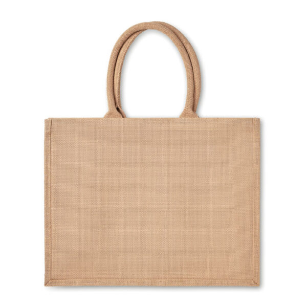 Bolso de yute personalizado BRICK con asas de algodón y diseño ecológico, ideal para promociones sostenibles y compras con estilo
