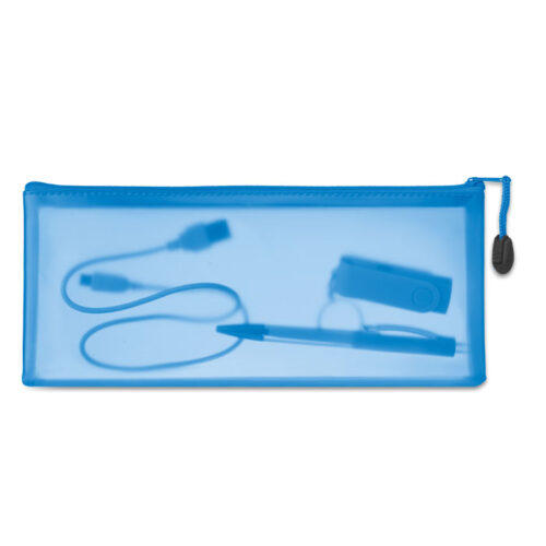 Estuche porta lápices translúcido GRAN con cremallera y tirador de cordón