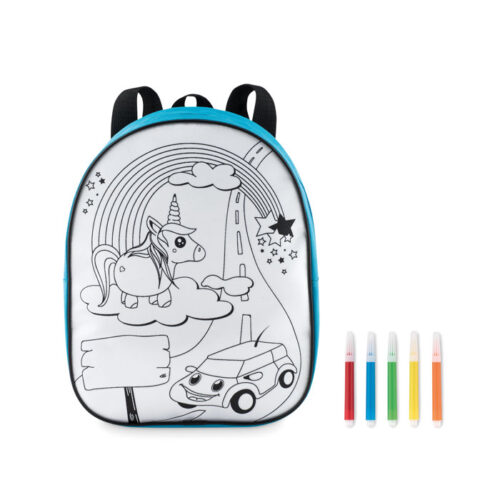 Mochila infantil para colorear BACKSKETCHY con rotuladores incluidos y diseño creativo personalizable