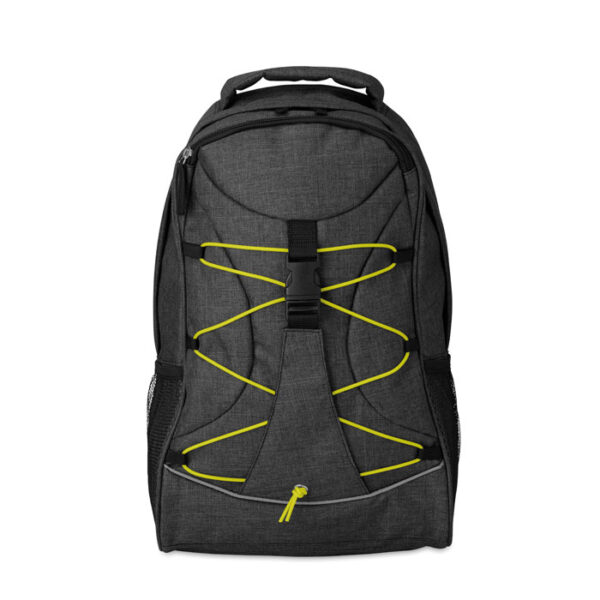 Mochila urbana promocional Glow Monte con cordón decorativo y bolsillos laterales de malla