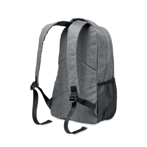 Mochila urbana promocional Glow Monte con cordón decorativo y bolsillos laterales de malla