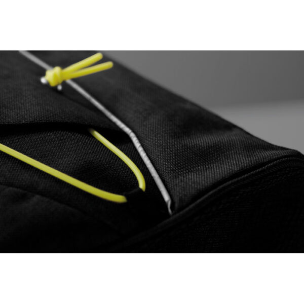 Mochila urbana promocional Glow Monte con cordón decorativo y bolsillos laterales de malla