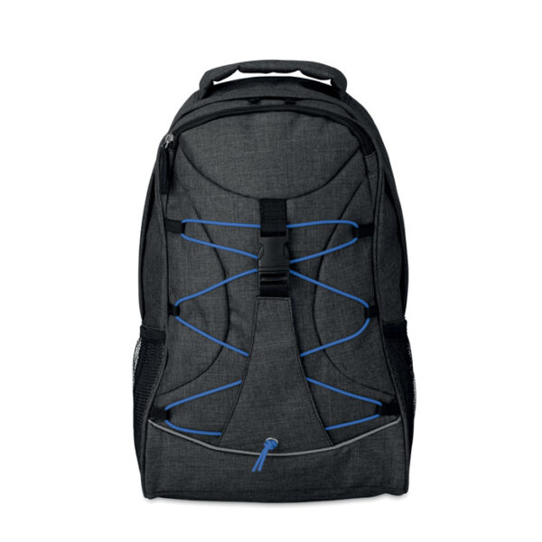 Mochila urbana promocional Glow Monte con cordón decorativo y bolsillos laterales de malla