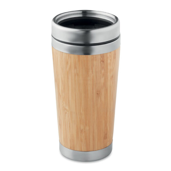 Vaso térmico de bambú RODEODRIVE+ con cuerpo de acero y tapa antifugas