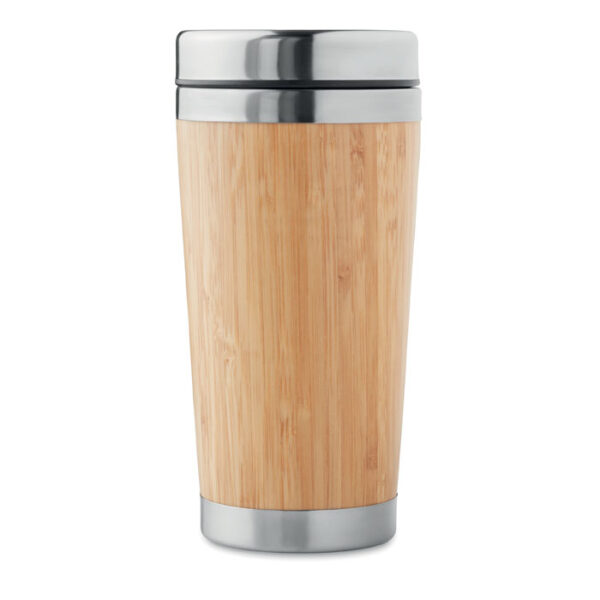 Vaso térmico de bambú RODEODRIVE+ con cuerpo de acero y tapa antifugas
